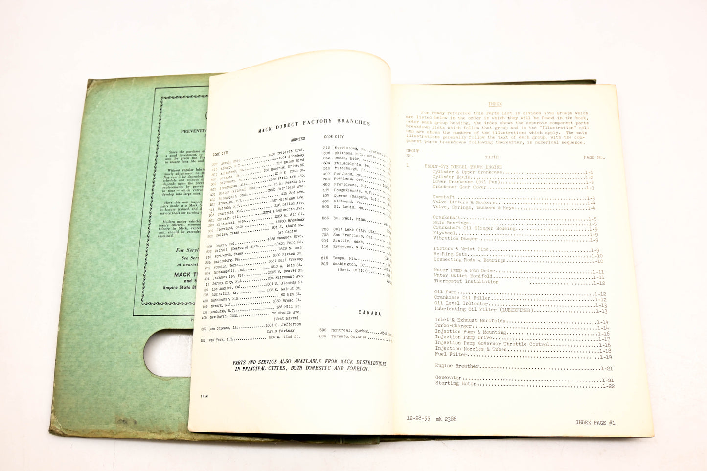 Mack 2388 1955 Model B653LT Parts List Manual