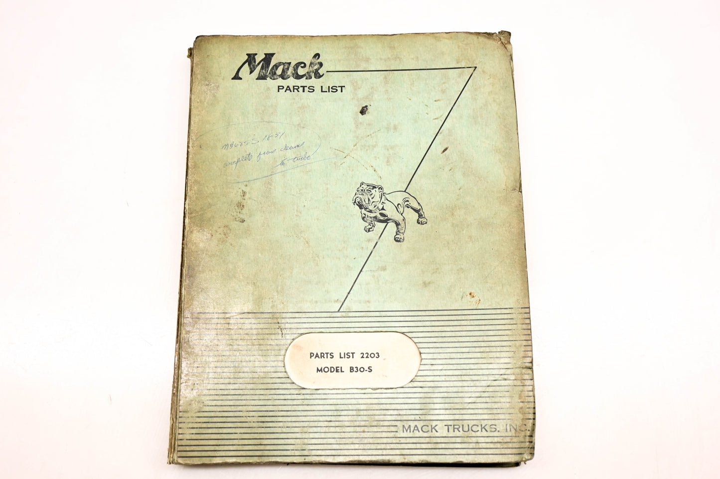 Mack 2203 1954 Model B30-S Parts List Manual
