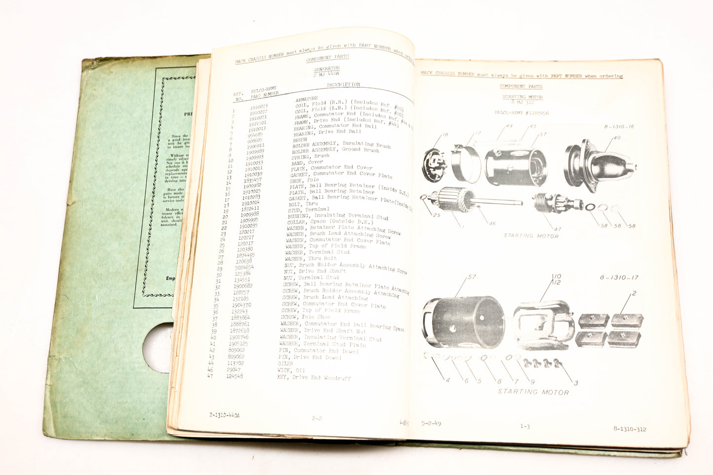 Mack 2203 1954 Model B30-S Parts List Manual