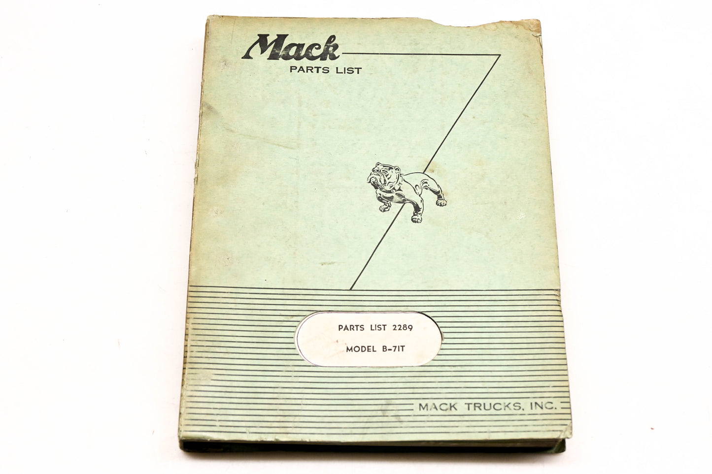Mack 2289 1955 Model B-71T Parts List Manual