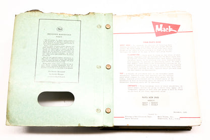 Mack 2433 1957 Model H63ST/H633ST/H633T/H633LT Parts List Manual
