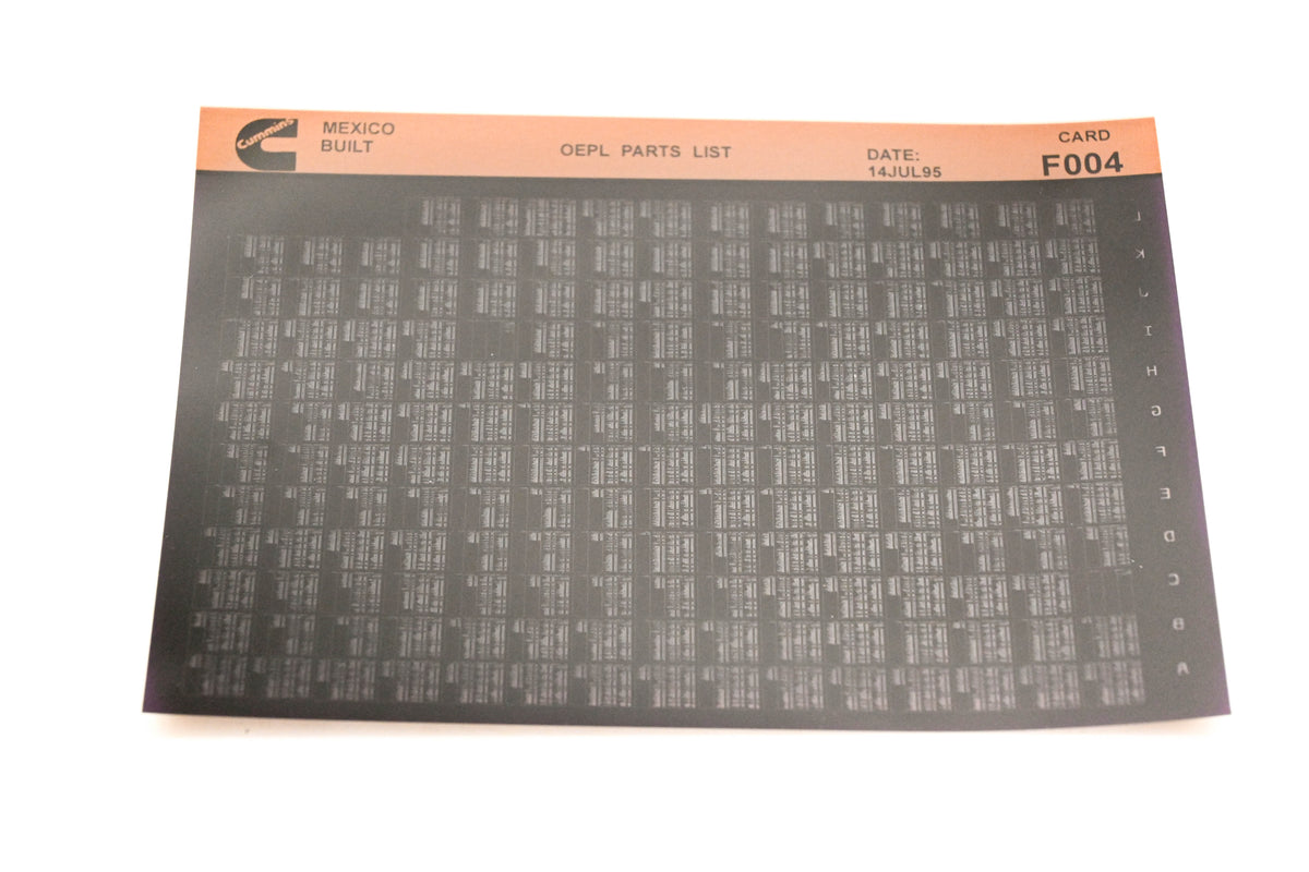 Cummins F004 1995 Mexico OEPL Parts List Microfiche NOS