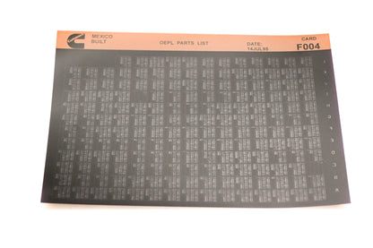 Cummins F004 1995 Mexico OEPL Parts List Microfiche NOS