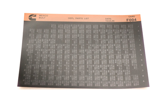 Cummins F004 1995 Mexico OEPL Parts List Microfiche NOS