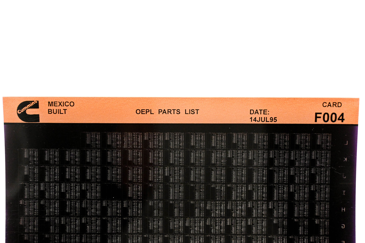 Cummins F004 1995 Mexico OEPL Parts List Microfiche NOS