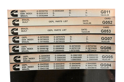 Cummins G011, G052, GG07 1995 Brazil OEPL Parts List & ESN Index Lot of 7 Microfiche NOS