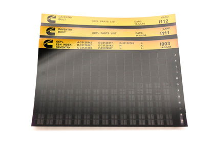 Cummins I003, I111, I112 1995 Daventry OEPL Parts List & ESN Index Lot of 3 Microfiche NOS
