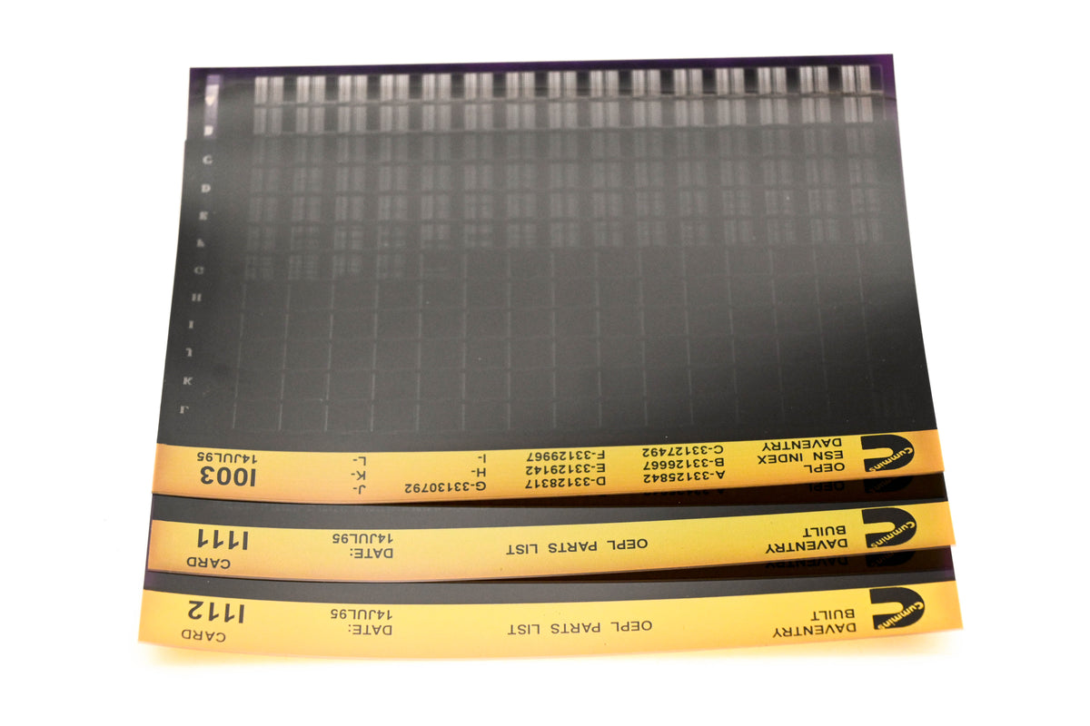 Cummins I003, I111, I112 1995 Daventry OEPL Parts List & ESN Index Lot of 3 Microfiche NOS