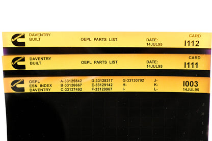 Cummins I003, I111, I112 1995 Daventry OEPL Parts List & ESN Index Lot of 3 Microfiche NOS