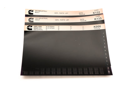 Cummins K006, K133, K132 1995 CIC Industrial OEPL Parts List & ESN Index Lot of 3 Microfiche NOS