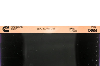 Cummins O006 1995 Kirloskar Parts List Microfiche NOS