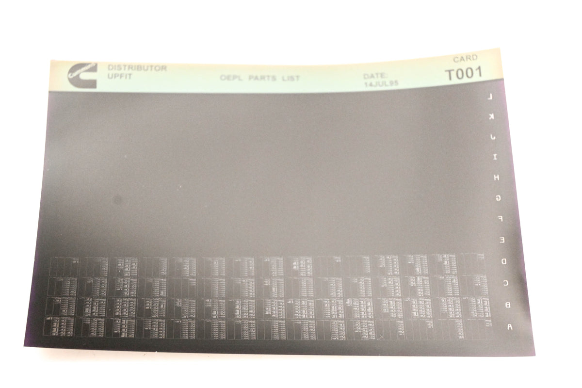 Cummins T001 1995 Distributor Upfit OEPL Parts List Microfiche NOS