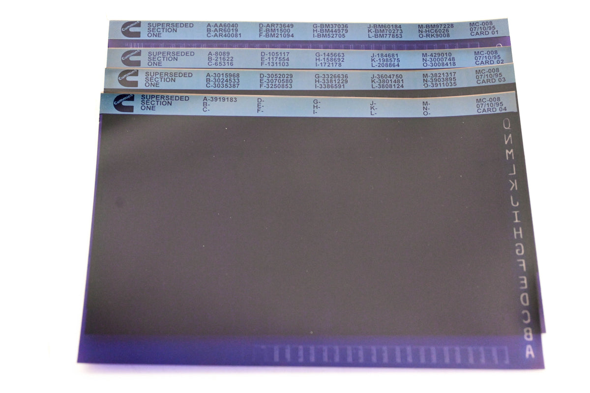 Cummins YR009-101 1995 MC-008 Superseded Section One Lot Of 4 Microfiche NOS
