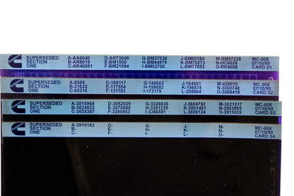 Cummins YR009-101 1995 MC-008 Superseded Section One Lot Of 4 Microfiche NOS