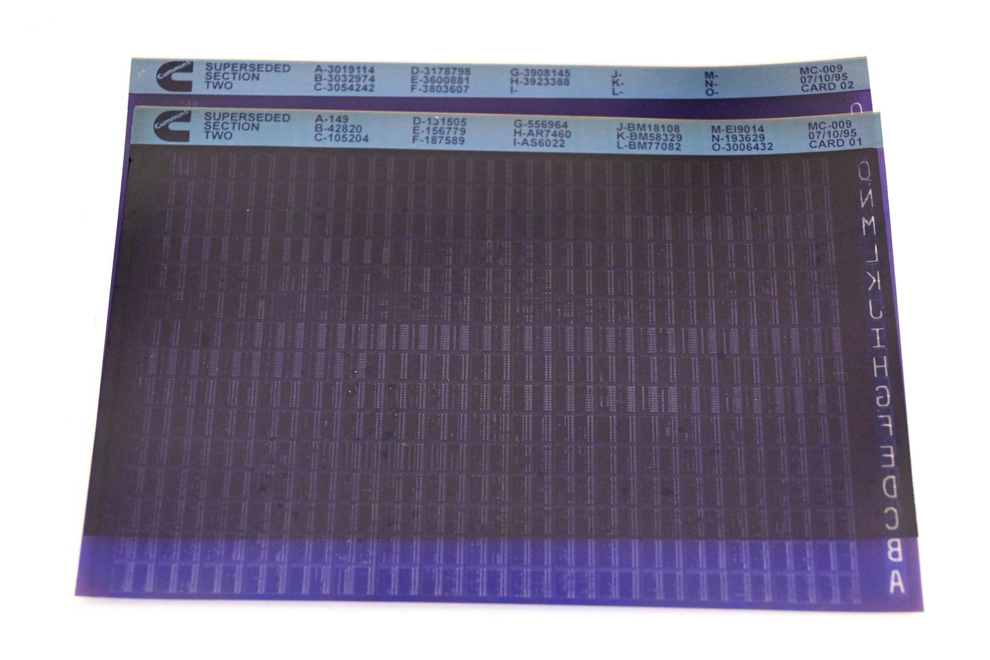 Cummins YR009-102 1995 MC-009 Superseded Section Two Lot of 2 Microfiche NOS