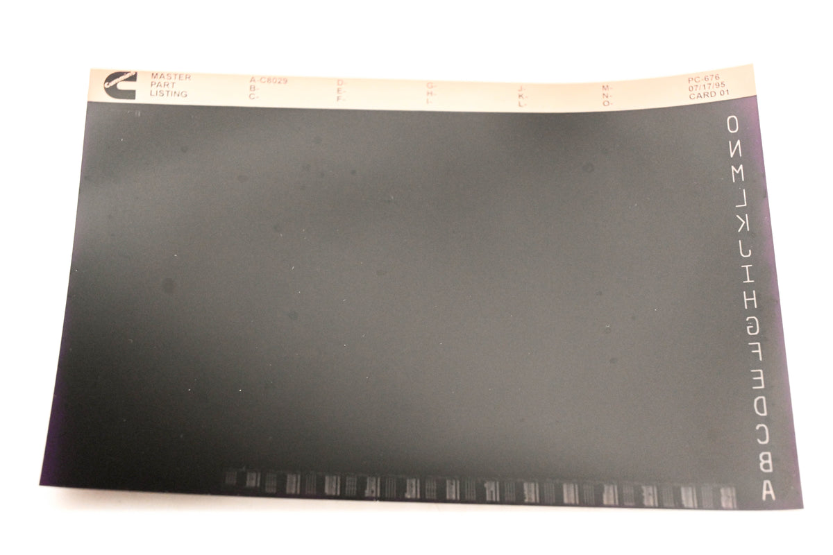 Cummins YR009-104 1995 PC-676 Master Parts Listing Microfiche NOS