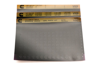 Cummins V008, V009, V001 1994 Columbus Midrange OEPL Parts List & ESN Index Lot Of 3 Microfiche NOS