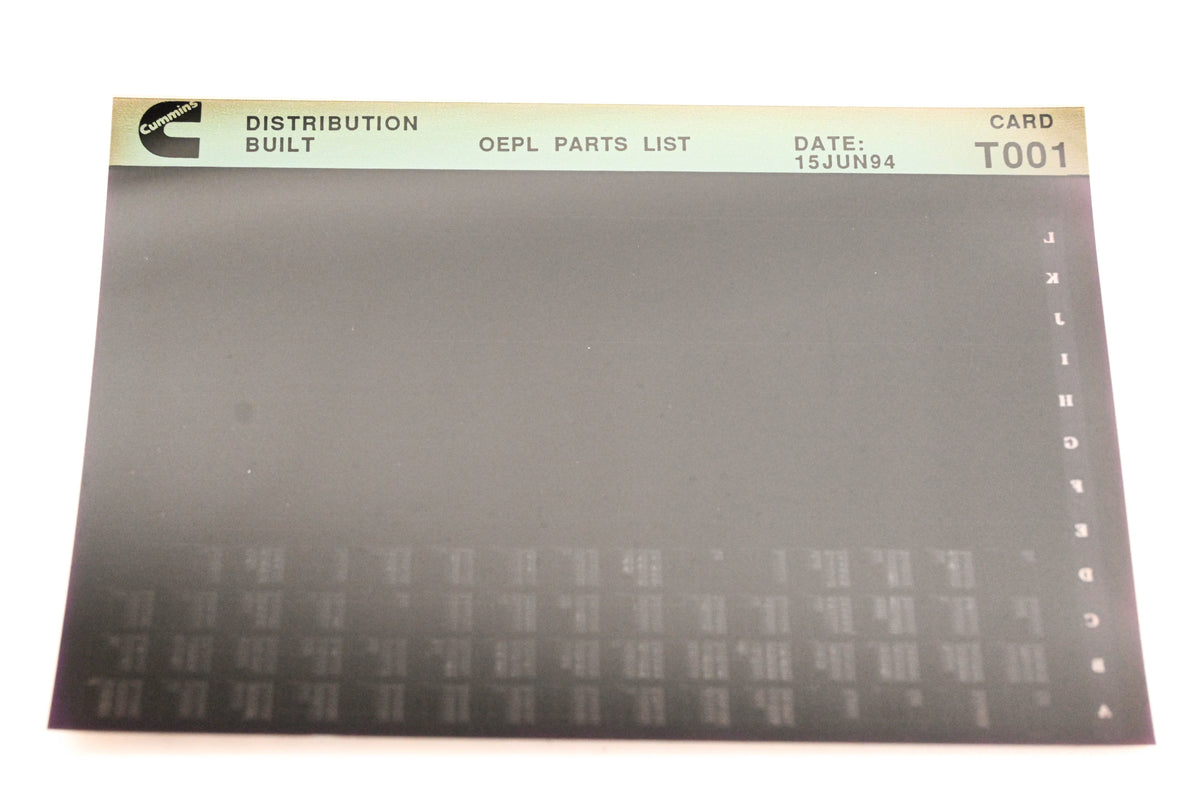 Cummins T001 1994 Distribution Built OEPL Parts List Microfiche NOS