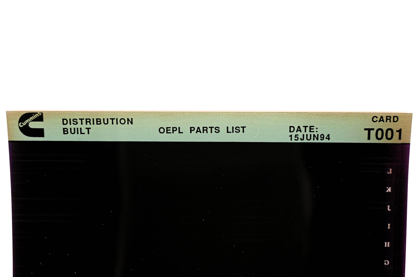 Cummins T001 1994 Distribution Built OEPL Parts List Microfiche NOS