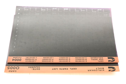 Cummins O005, 0004 1994 Kirloskar OEPL Parts List & ESN Index Lot of 2 Microfiche NOS