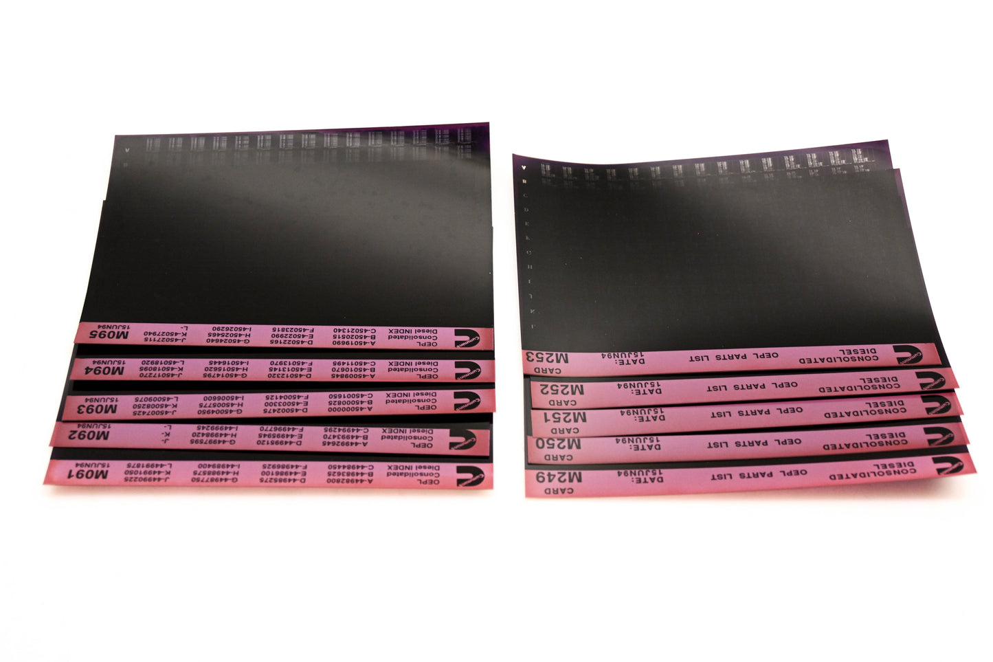 Cummins M091, M249, M253 1994 Consolidated Diesel OEPL Parts List & ESN Index Lot Of 10 Microfiche NOS