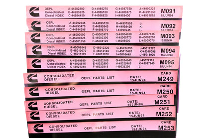 Cummins M091, M249, M253 1994 Consolidated Diesel OEPL Parts List & ESN Index Lot Of 10 Microfiche NOS
