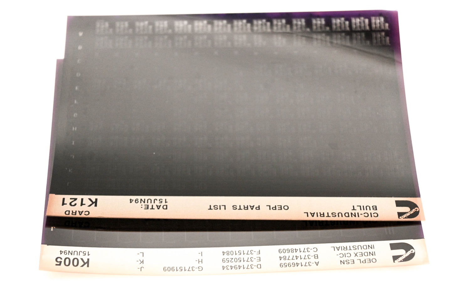 Cummins K005, K121 1994 CIC Industrial OEPL Parts List & ESN Index Lot of 2 Microfiche NOS