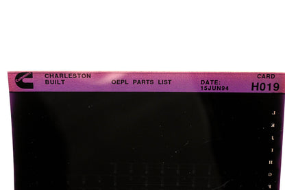 Cummins H019 1994 Charleston OEPL Parts List Microfiche NOS