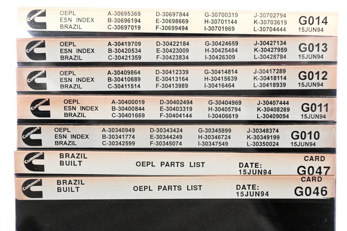 Cummins G010, G013, G047 1994 Brazil OEPL Parts List & ESN Index Lot Of 7 Microfiche NOS