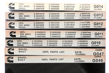 Cummins G010, G013, G047 1994 Brazil OEPL Parts List & ESN Index Lot Of 7 Microfiche NOS