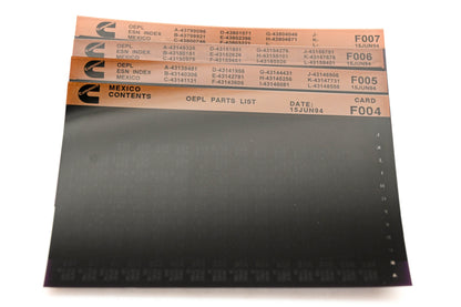 Cummins F004, F006, F007 1994 Mexico OEPL Parts List & ESN index Lot Of 4 Microfiche NOS