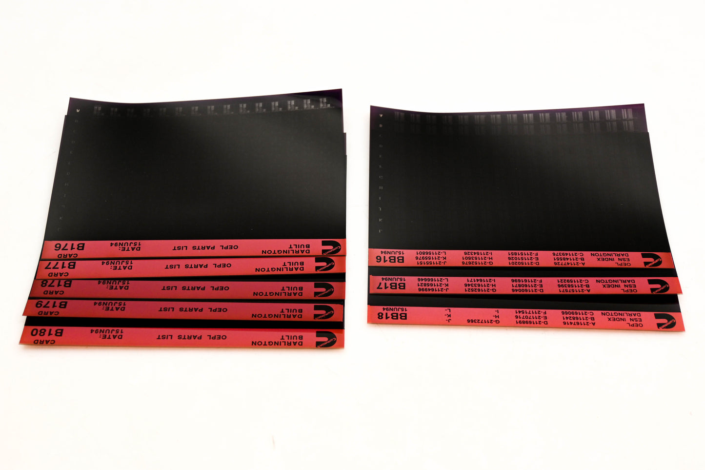 Cummins BB16, B176, B180 1994 Darlington OEPL Parts List & ESN Index Lot Of 8 Microfiche NOS