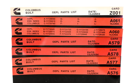 Cummins A060, Z001, A579 1994 Columbus OEPL Parts List & ESN Index Lot Of 7 Microfiche NOS