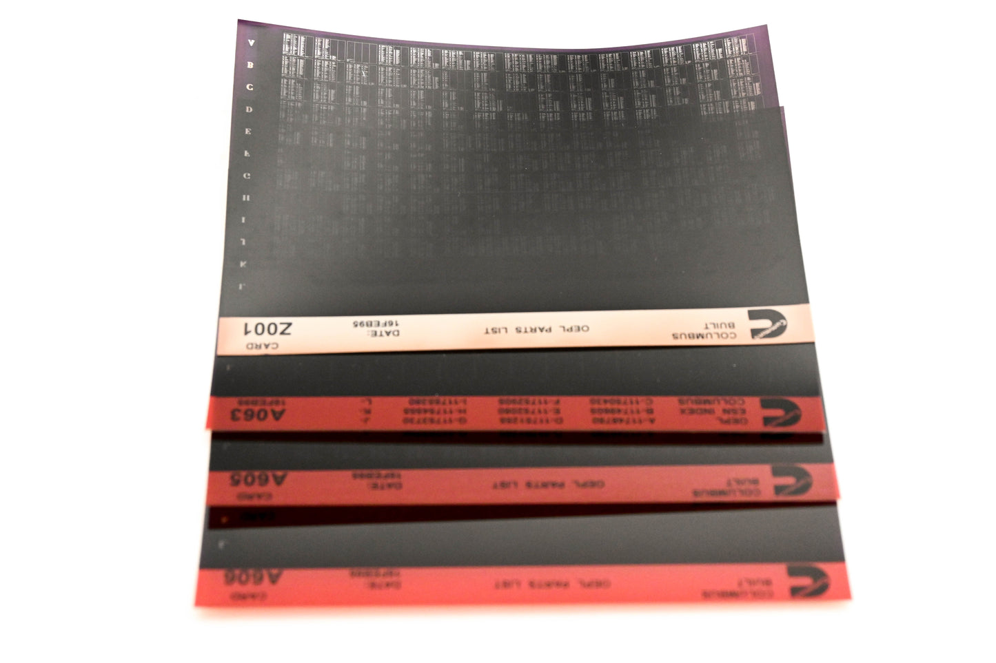 Cummins A063, A606, Z001 1995 Columbus OEPL Pars List & ESN Index Lot Of 4 Microfiche NOS