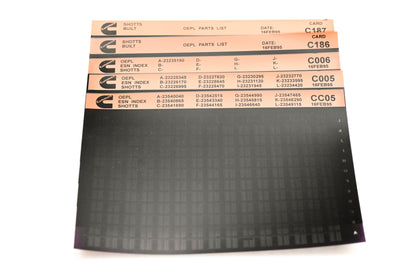 Cummins CC05, C005, C186 1995 Shotts OEPL Parts List & ESN Index Lot Of 5 Microfiches NOS