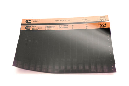 Cummins F004, F006 1995 Mexico OEPL Parts File & ESN Index Lot of 2 Microfiche NOS