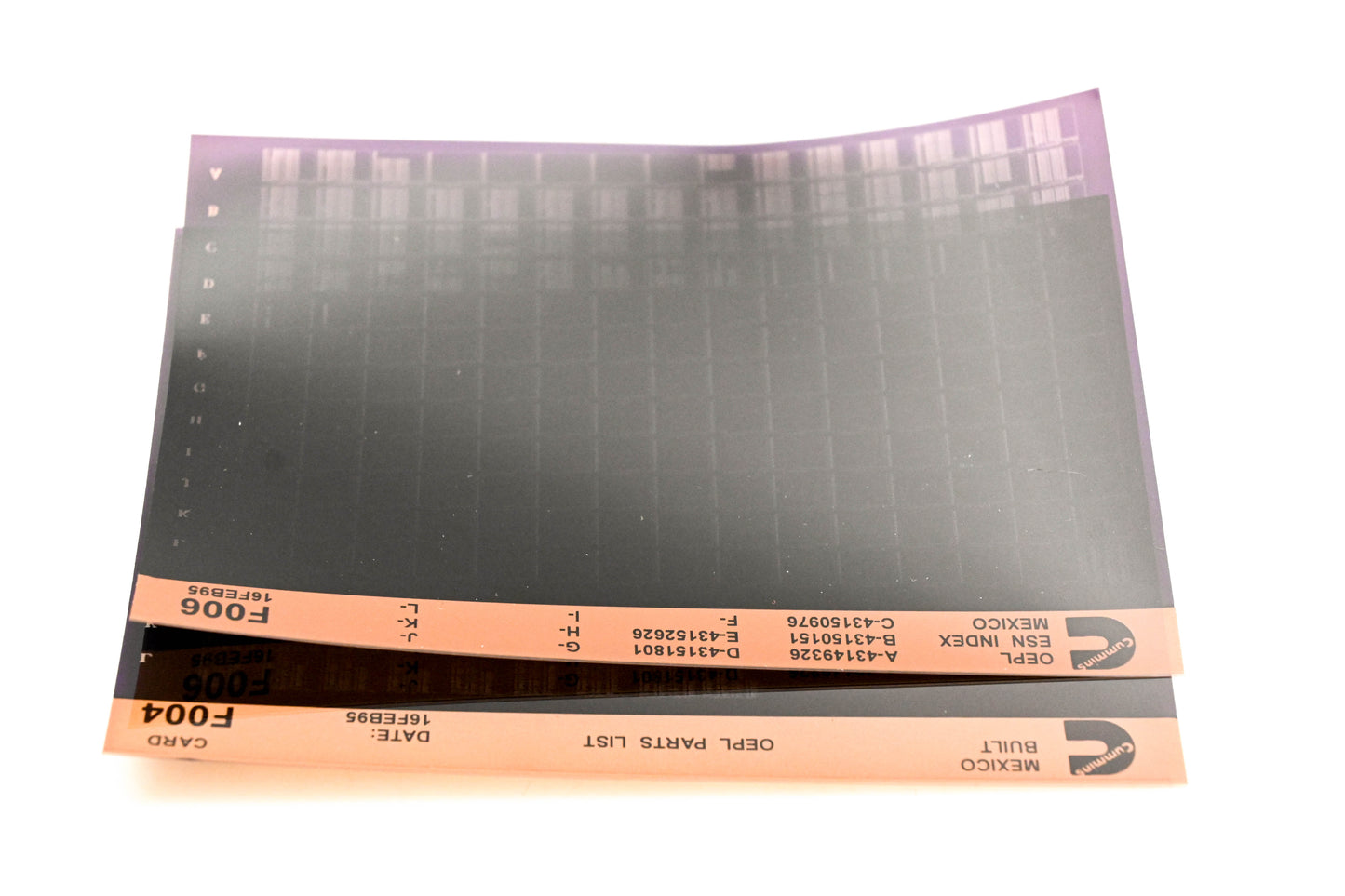 Cummins F004, F006 1995 Mexico OEPL Parts File & ESN Index Lot of 2 Microfiche NOS