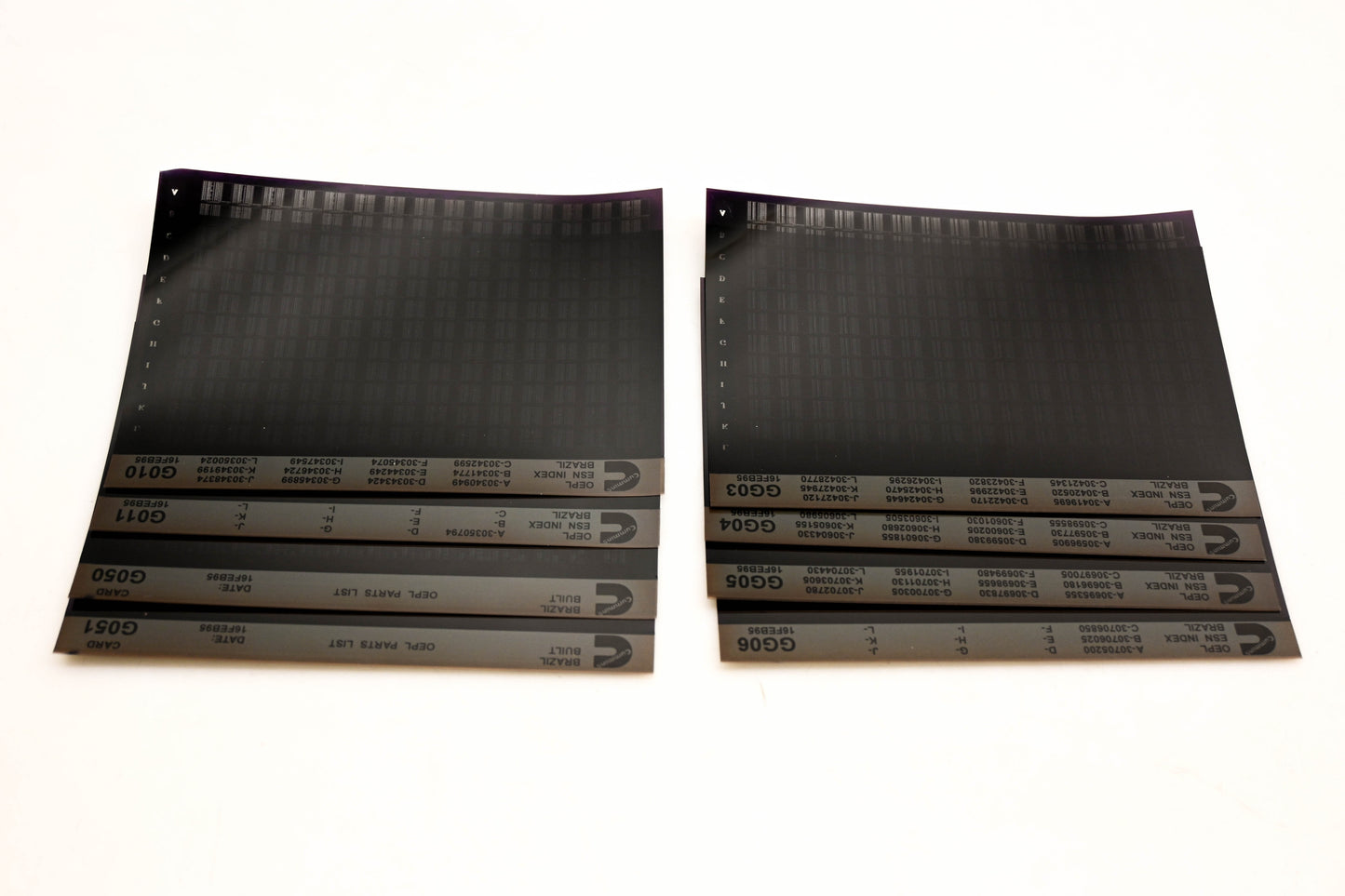 Cummins G010, GG03, G051 1995 Brazil OEPL Parts List & ESN Index Lot of 8 Microfiche NOS