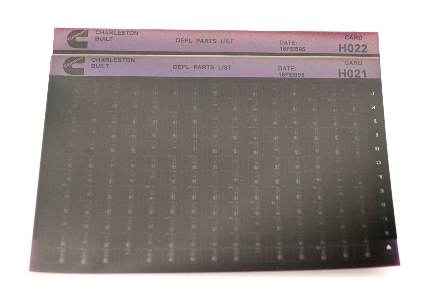 Cummins H021, H022 1995 Charleston OEPL Parts List & ESN Index Lot of 2 Microfiche NOS