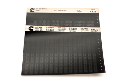 Cummins K005, K128 1995 CIC Industrial OEPL Parts List & ESN Index Lot of 2 Microfiche NOS