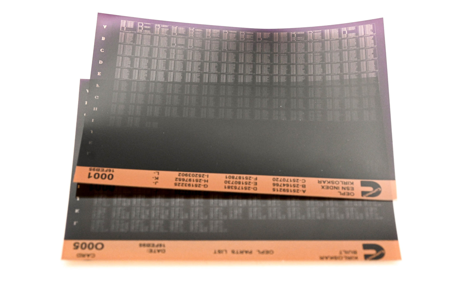 Cummins O005, 0001 1995 Kirloskar OEPL Parts List & ESN Index Lot of 2 Microfiche NOS