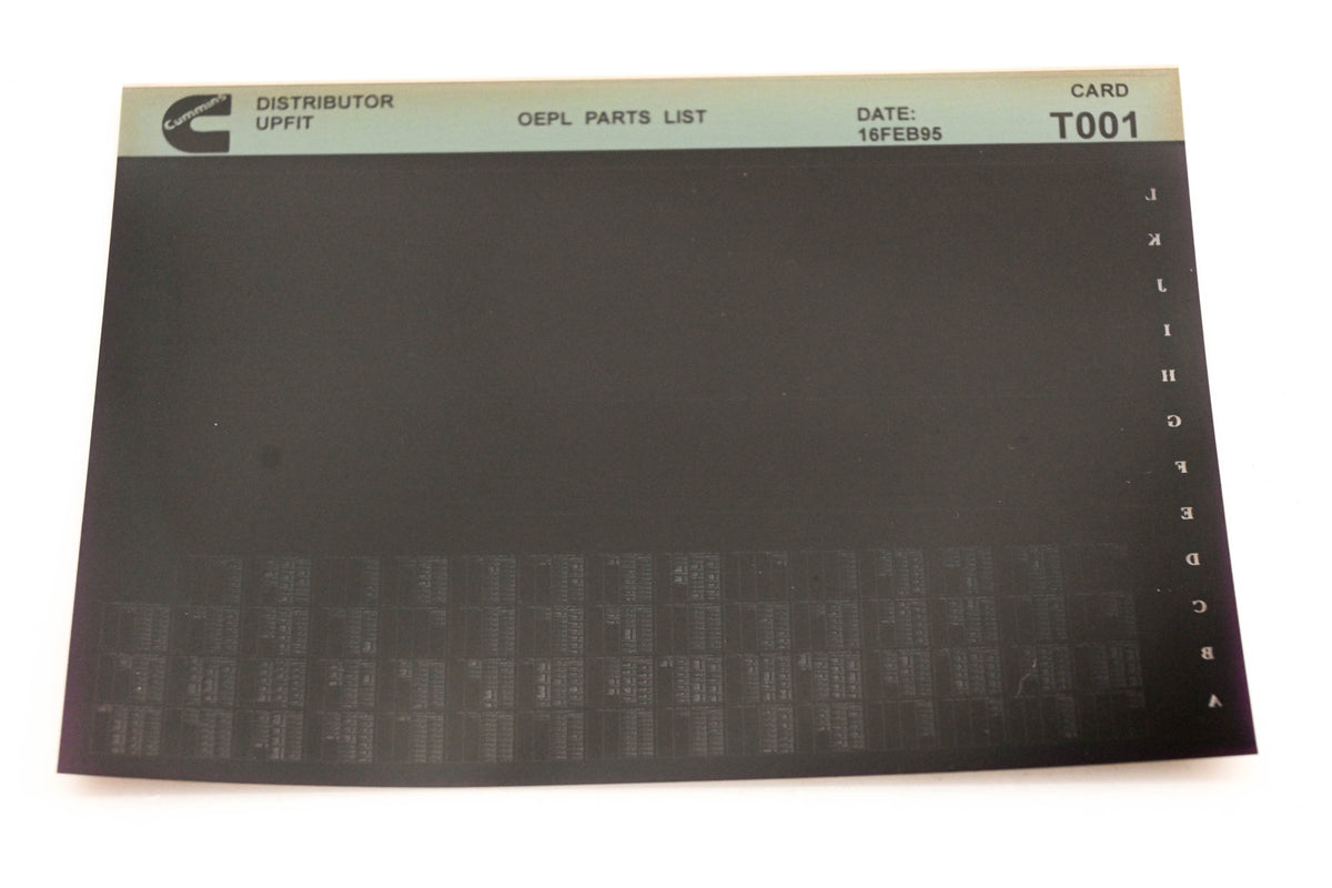 Cummins T001 1995 Distributor Upfit OEPL Parts List Microfiche NOS