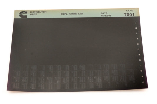 Cummins T001 1995 Distributor Upfit OEPL Parts List Microfiche NOS