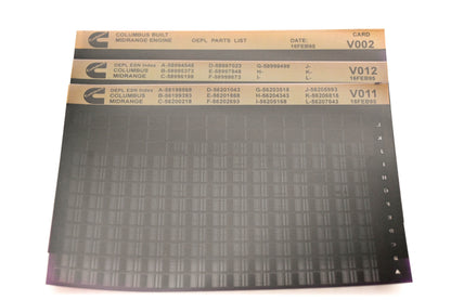Cummins V002, V011, V012 1995 Columbus Midrange OEPL Parts List & ESN Index Lot Of 3 Microfiche NOS