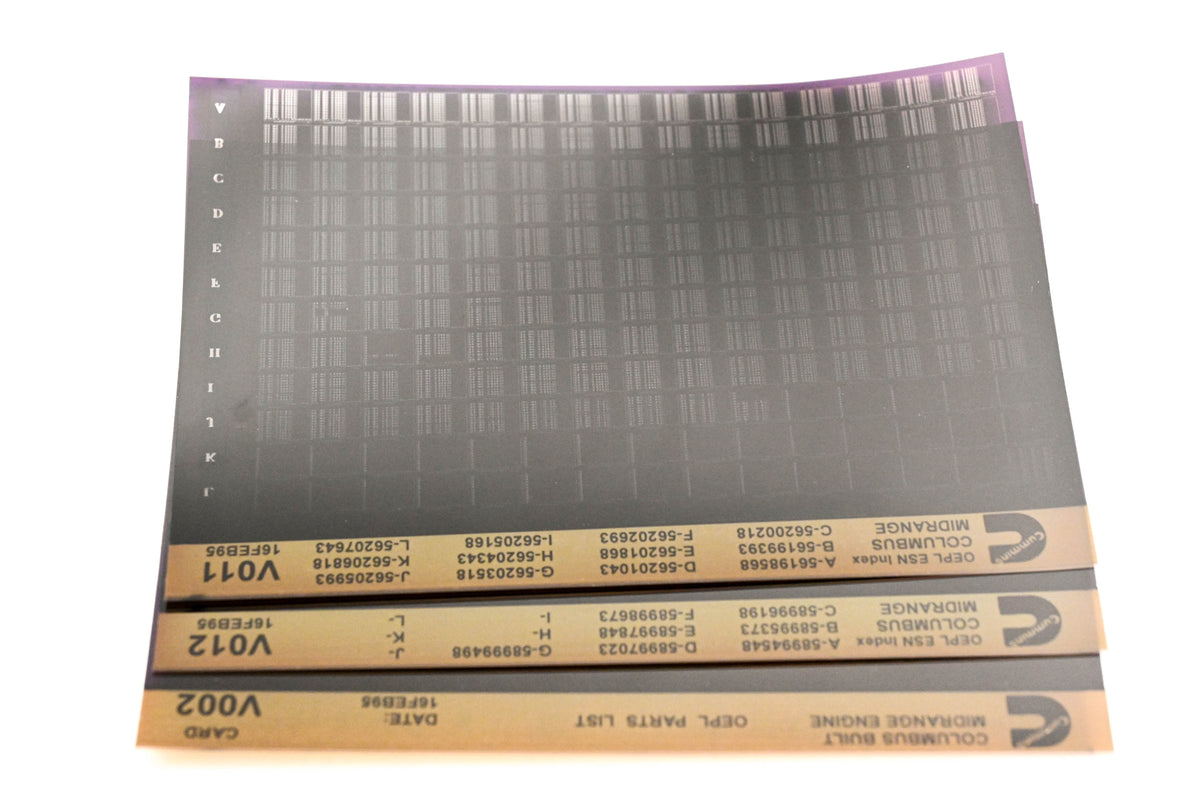 Cummins V002, V011, V012 1995 Columbus Midrange OEPL Parts List & ESN Index Lot Of 3 Microfiche NOS