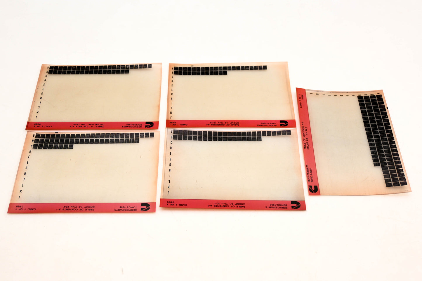 Cummins XY019-96 1995 Service/Parts Topics Lot Of 5 Microfiche NOS