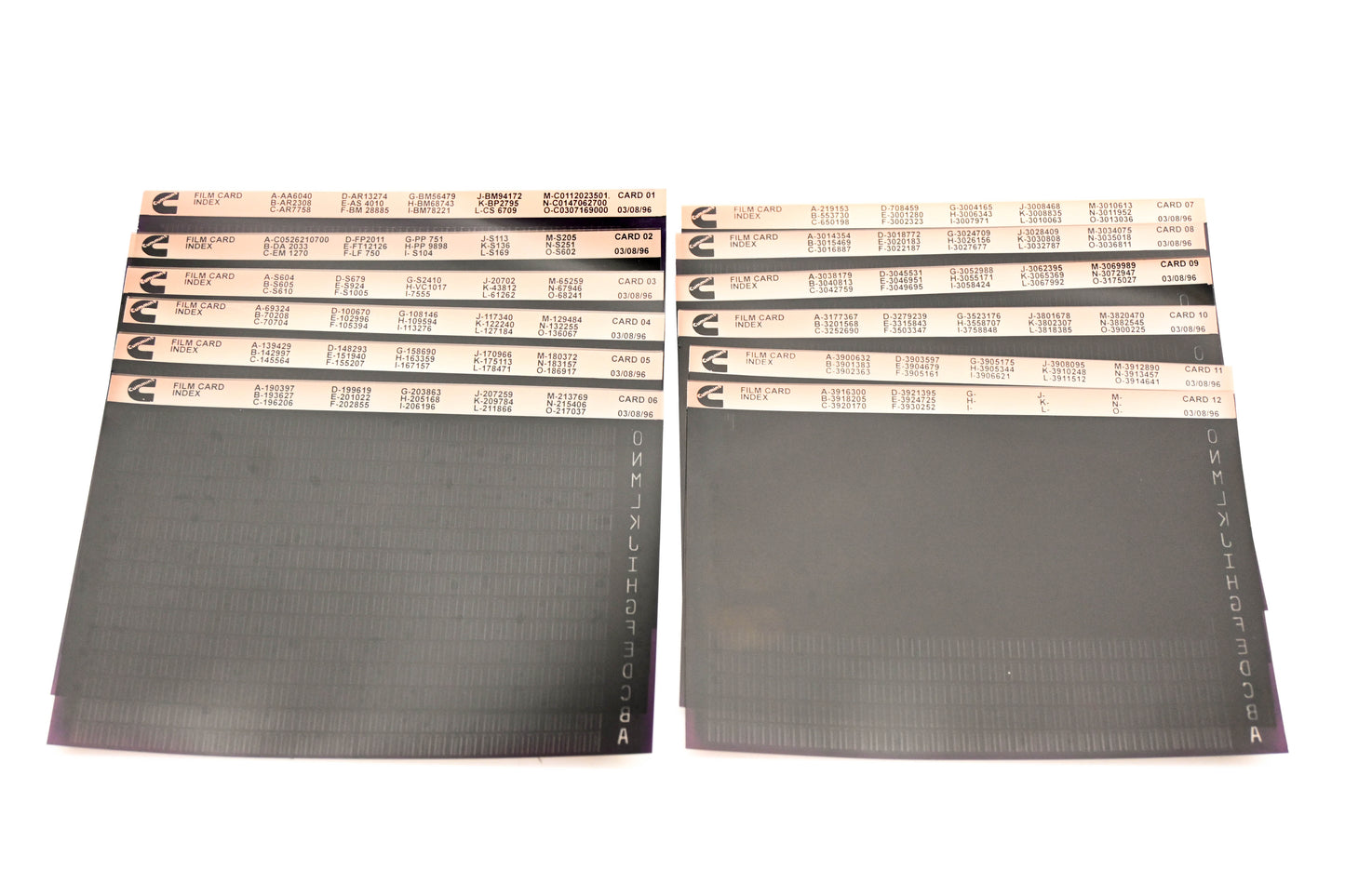 Cummins XY019-100 1996 Film Index Card 1 - 12 Microfiches NOS