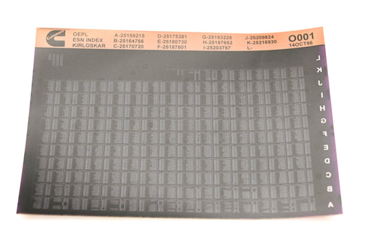 Cummins O001 1996 Kirloskar OEPL ESN Index Microfiche NOS