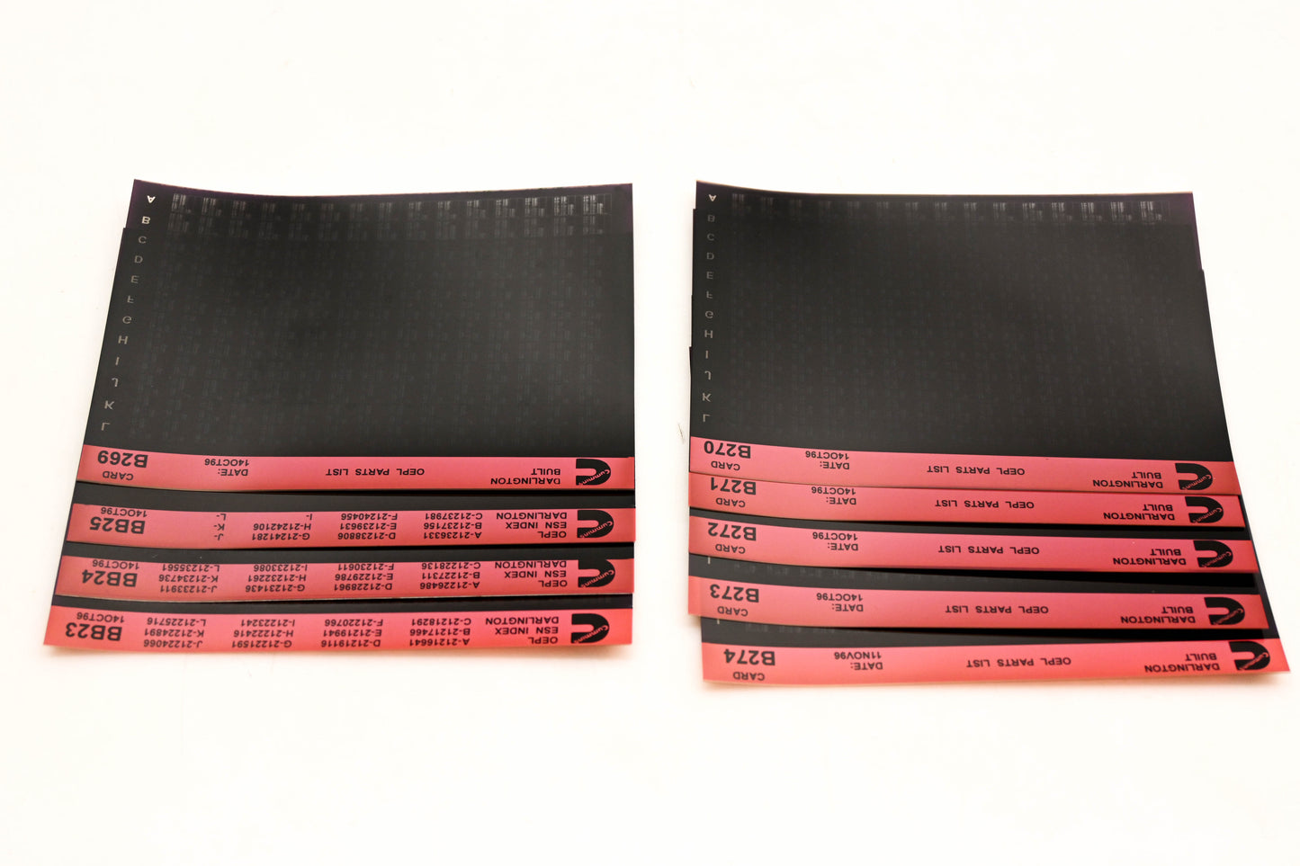 Cummins BB23, B269, B274 1996 Darlington OEPL Parts List & ESN Index Lot Of 9 Microfiche NOS