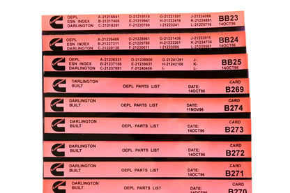 Cummins BB23, B269, B274 1996 Darlington OEPL Parts List & ESN Index Lot Of 9 Microfiche NOS